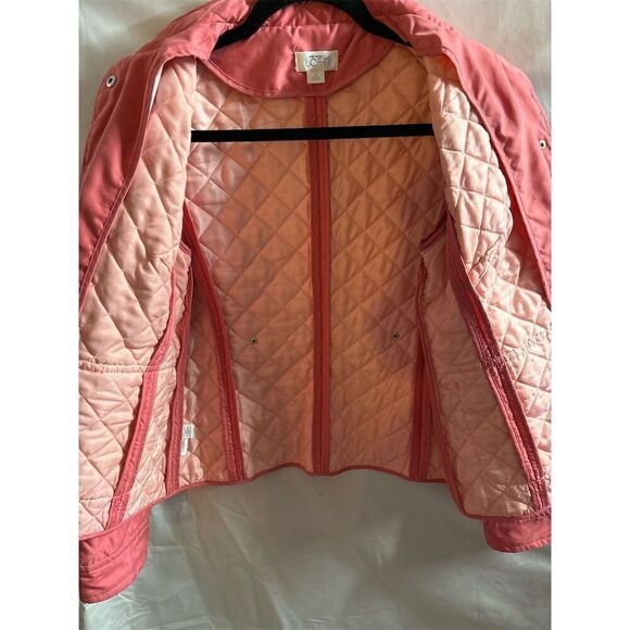 Ann Taylor LOFT Women's M Pink Quilted Snap-Up Mock Neck Jacket - Picture 5 of 5